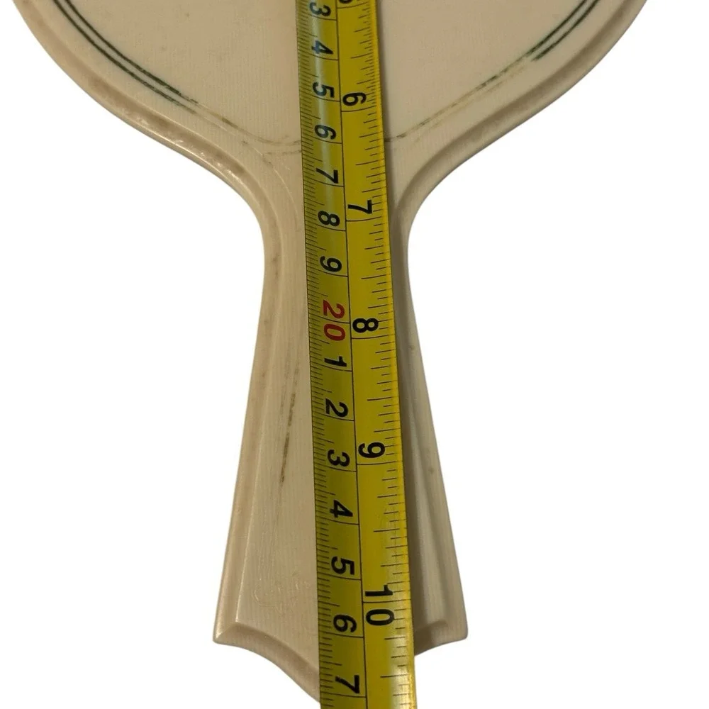Vintage Beveled Vanity Mirror Hair Brush Set Ivory Art Deco Style